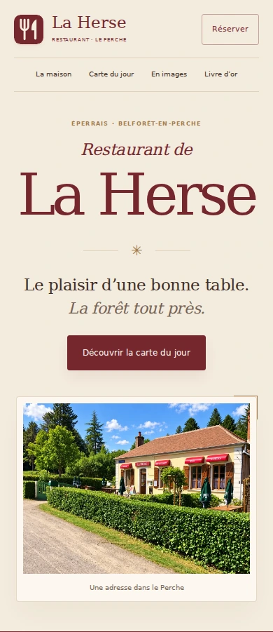 Version mobile du site du Restaurant de la Herse